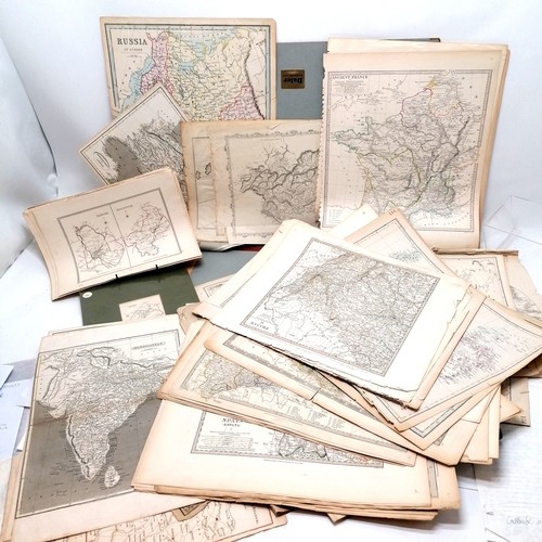 114 - Folio containing a quantity of mostly world maps, some from 1854 Maps book Principal Places In The W... 