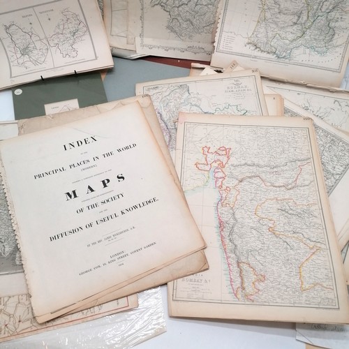 114 - Folio containing a quantity of mostly world maps, some from 1854 Maps book Principal Places In The W... 