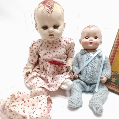 153 - 2 vintage celluloid dolls with, smallest with nodding and turning head by Roddy no.11 T/W 4 children... 