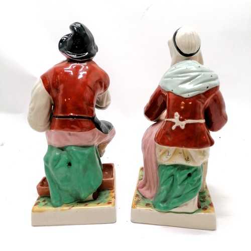 154 - Pair of antique large scale seated Staffordshire figures 31cm high. in good used condition, no crack... 