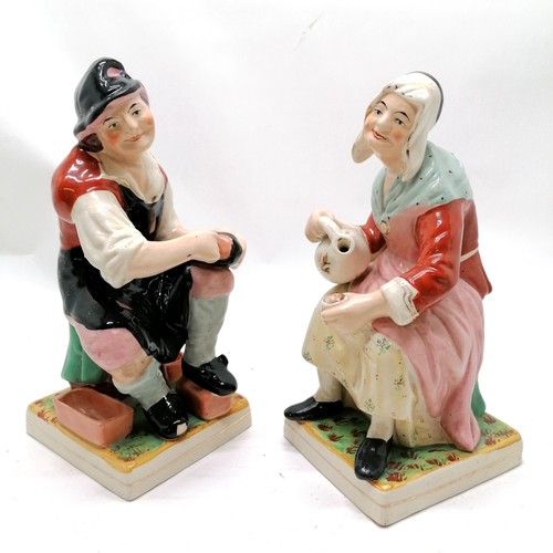 154 - Pair of antique large scale seated Staffordshire figures 31cm high. in good used condition, no crack... 