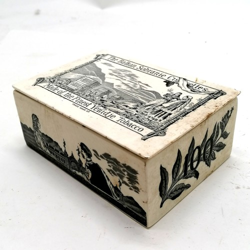 155 - Antique Balkan Sobranie Cigarettes advertising china lidded box with monochrome decoration.. 15.5cm ... 