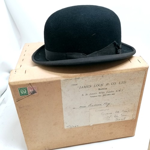 170 - 3 boxed hats incl 2 bowler hats ( both worn) and a riding hat in good condition