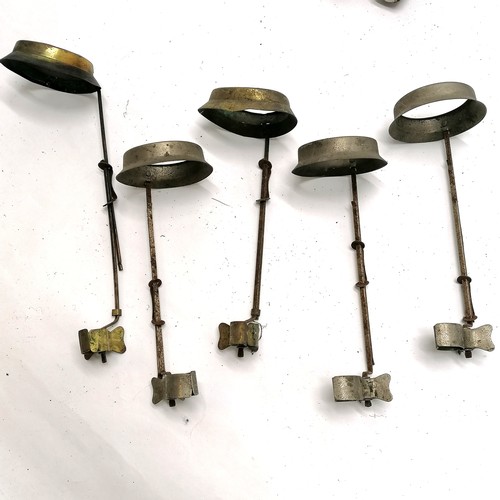 171 - 5 antique candle lamp extensions, 5 antique candle lamp shade holders T/W 3 wooden plate stands