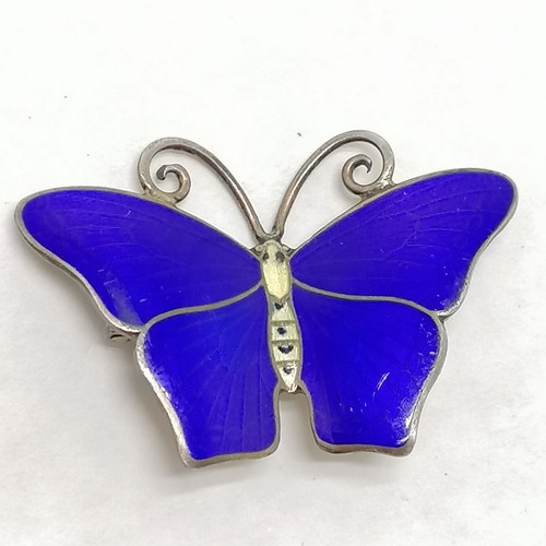 194 - Silver enamel butterfly brooch by Kristian Hestenes (slight scuffs but enamel not damaged) t/w silve... 