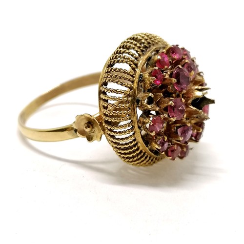 217 - Foreign marked gold ruby set ring (a/f), 9ct marked gold tie pin (weight of 2 items - 6.6g) t/w 3 x ... 