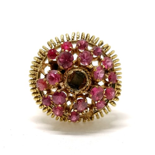 217 - Foreign marked gold ruby set ring (a/f), 9ct marked gold tie pin (weight of 2 items - 6.6g) t/w 3 x ... 