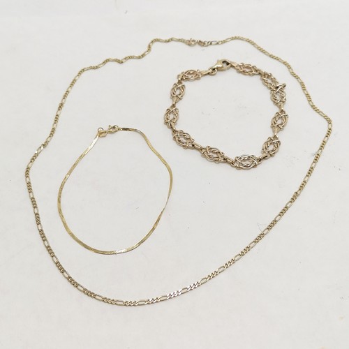 259 - 3 x 9ct gold fancy link bracelet, 42cm neckchain & thin bracelet - 8.9g - SOLD ON BEHALF OF THE NEW ... 