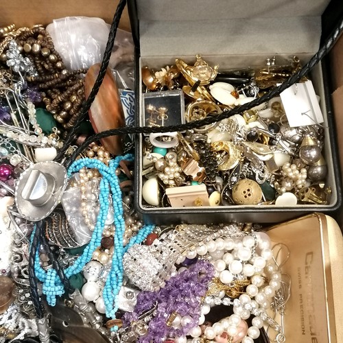 270 - Box containing qty of costume jewellery inc bolo necklace with stetson detail etc