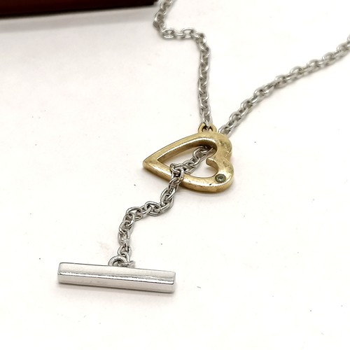 283 - 9ct white / yellow gold necklace with heart pendant set with a Hot Diamond (in original box) - 40cm ... 