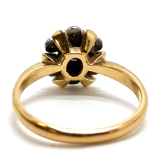 295 - 18ct hallmarked gold sapphire / diamond set ring - size N & 4g total weight