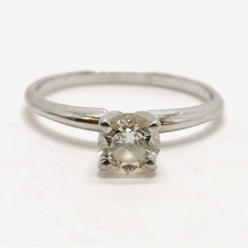 299 - Platinum high set solitaire diamond ring - size P & 3.1g total weight ~ stone approx 5.4mm diameter ... 