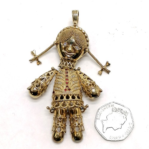 325 - Large silver gilt rag doll pendant - 9cm & 33g