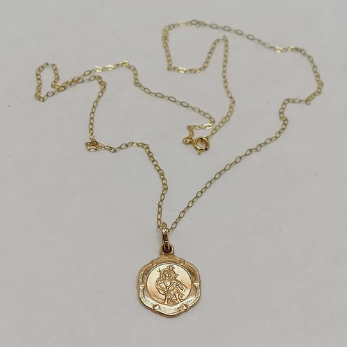 Italian 9ct hallmarked gold St Christopher pendant by UnoAErre on a 9ct ...