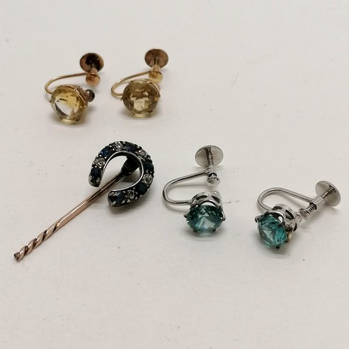 399 - 2 pairs of 9ct marked gold screw back earrings in original retail boxes - blue topaz & citrine ~ 4g ... 