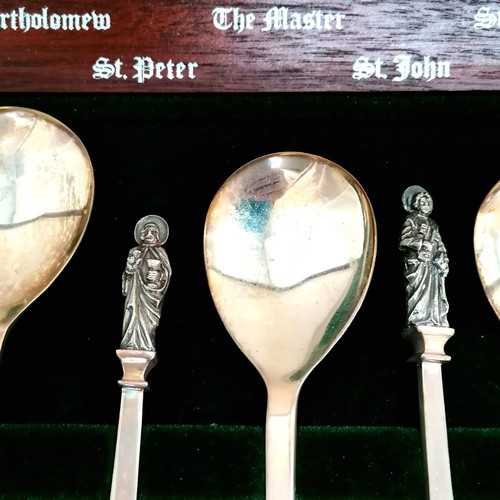 440 - Birmingham mint cased set of 12 x silver apostle spoons + The Master (Jesus) spoon - silver weight a... 