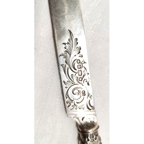 458 - Victorian 3 piece silver christening set - knife 19.5cm & total weight 107g ~ bears initials otherwi... 