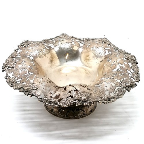 461 - Birks Sterling silver marked silver tazza with pierced and embossed decoration 26cm diameter x 9cm h... 