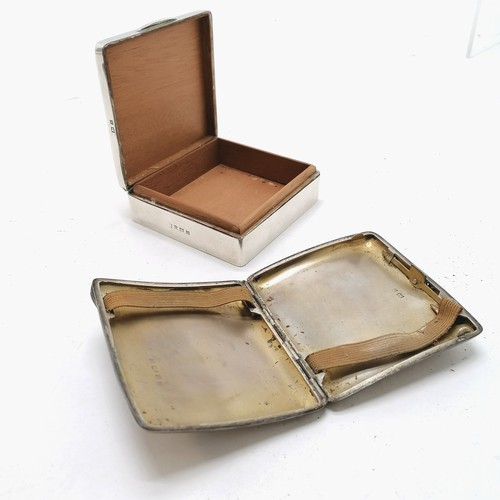 462 - Silver hallmarked cigarette case A/F 9cm x 8cm, 111g total weight T/W silver hallmarked engine turne... 