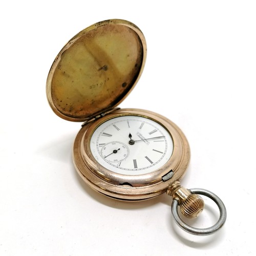 491 - Antique Waltham gold plated hunter pocket watch (4.5cm diameter) t/w 4 ladies watches - all for spar... 