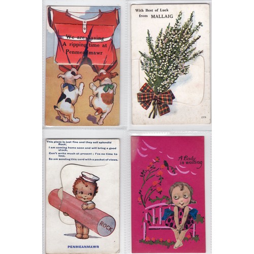 532 - 21 x novelty postcards inc pull-out, hold to light, boggle / googly eyes etc