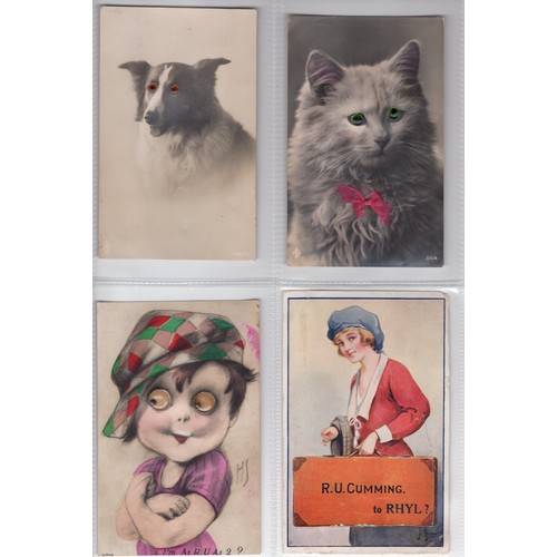 532 - 21 x novelty postcards inc pull-out, hold to light, boggle / googly eyes etc