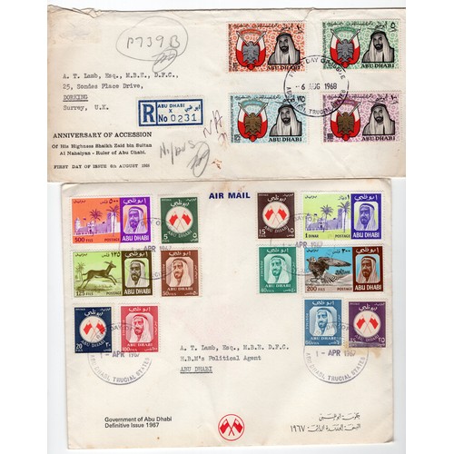 535 - 1967 / 1968 Abu Dhabi FDC's t/w 1969 Kuwait satellite folder