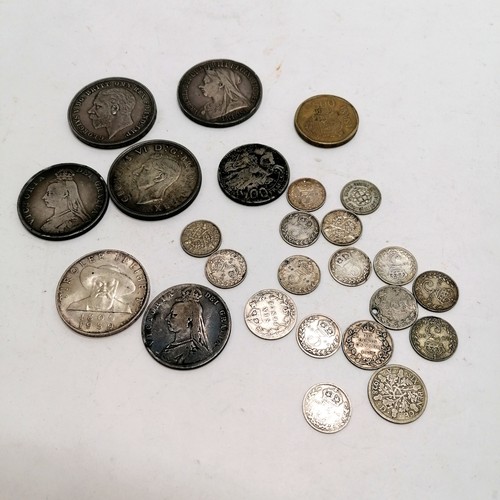 599 - Qty of mostly GB coins inc silver 77g & 0.500 silver 66g etc