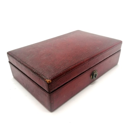 606 - Antique mans red leather jewellery box by J C Vickery, Regent Street, London - 19cm x  12cm x 5.5cm ... 