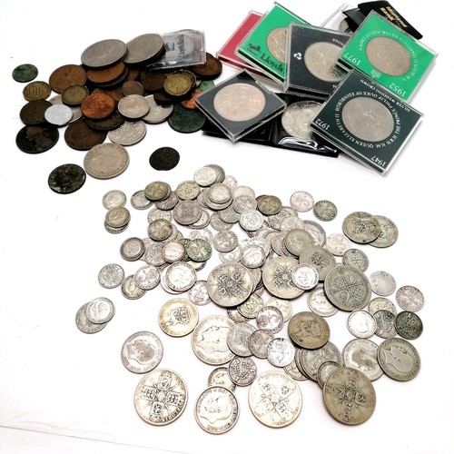 611 - Qty of GB coins inc (0.5) silver (approx 245g) collectors binder, etc