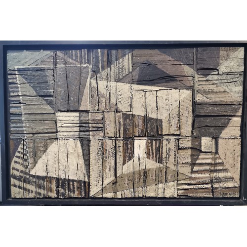 718 - Brian Edward Dix (1939-2020), framed Relief Mixed Media /Oil on wood sections, 'Interior- La Lere Ma... 