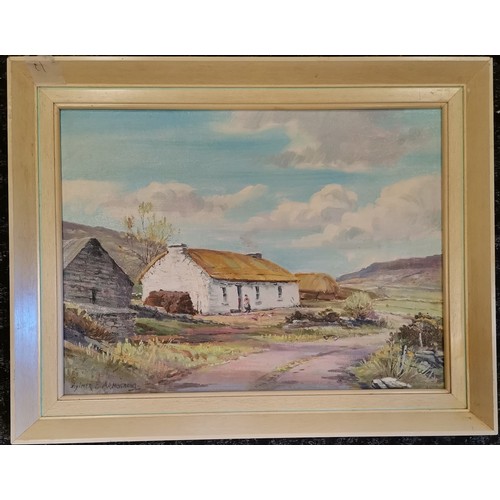 745 - Aylmer E Armstrong (1924-2014) Irish School, framed oil on canvas Board, 'Irish Cottage' a Northern ... 