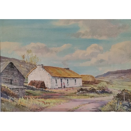 745 - Aylmer E Armstrong (1924-2014) Irish School, framed oil on canvas Board, 'Irish Cottage' a Northern ... 