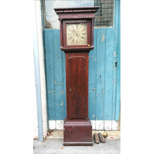 834 - James Bowler, Stourbridge (1772 according to G H BAILLIE). Eight day silvered square dial mahogany l... 