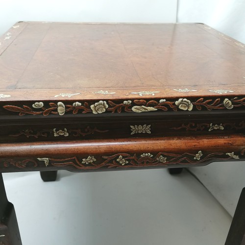 5 - Pair of antique Chinese hardwood stands with inlaid bone & fruitwood decoration - 47.5cm square & 47... 