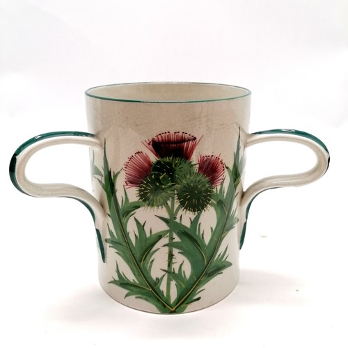 29 - Wemyss antique tyg with thistle decoration - 14cm high & 11cm diameter ~ has star crack to base & sl... 