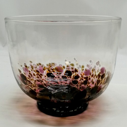 55 - Pauline Solven & Harry Cowdy large glass bowl (20cm diameter & 16cm high) t/w Venetian ? flared top ... 