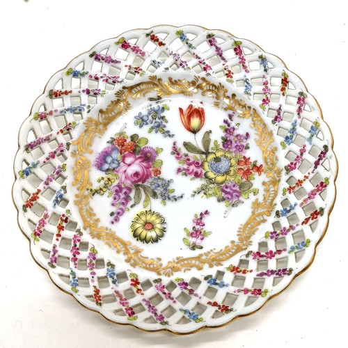 65 - 3 x antique continental hand decorated ribbon plates - 17cm diameter ~ no obvious damage & in good b... 