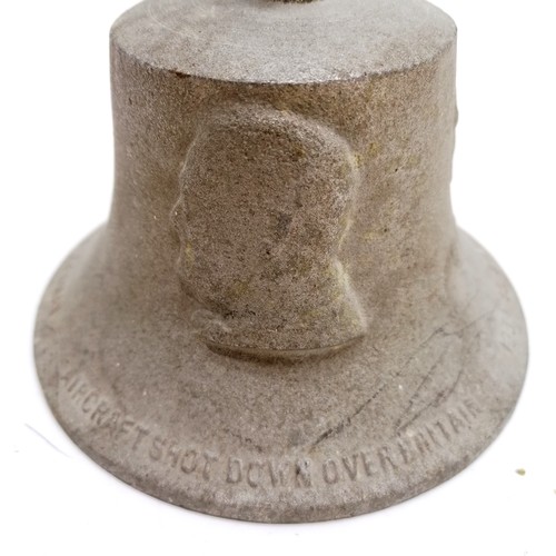 141 - Cast aluminium bell made from metal from German aircraft shot down over Britain 1939-45 benevolent f... 