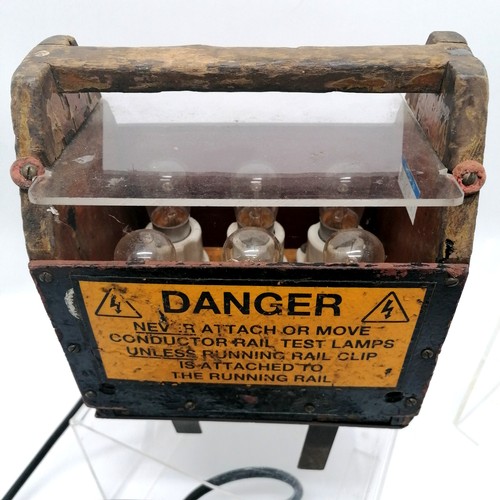 156 - Vintage rail test conductor with 6 individual bulbs & BRUSH sign