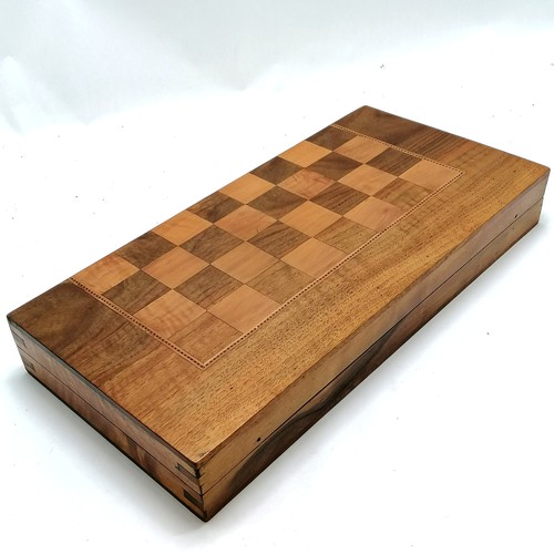 166 - Good quality hand made marquetry decorated games box / fold out board for chess / draughts / backgam... 