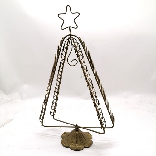 171 - Brass Christmas tree card holder with a cast base (51cm high) - folds up