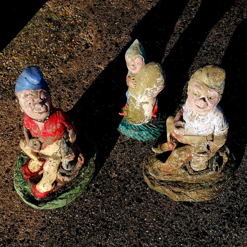 179 - 3 painted gnome garden figures highest 40cm high