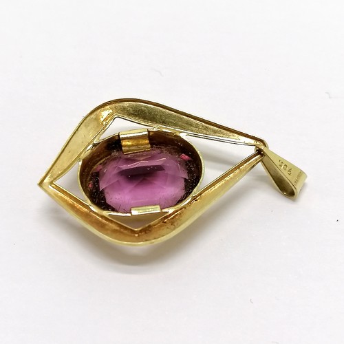 200 - 9ct hallmarked rose gold bow brooch t/w yellow gold purple stone pendant (3cm drop) - total weight 8... 