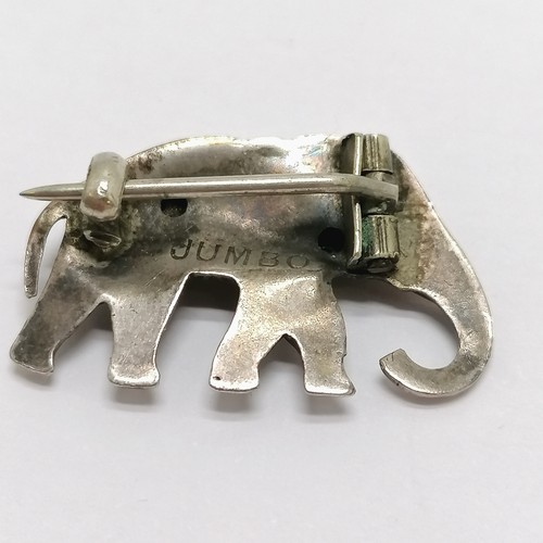 208 - Unmarked antique silver brooch commemorating Jumbo the (Barnum circus) elephant (1860-85) - 2.2cm lo... 