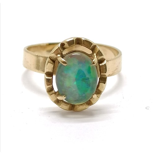 229 - 2 x 9ct gold rings - emerald / diamond size V (has keeper wire & missing 1 stone) & opal doublet siz... 