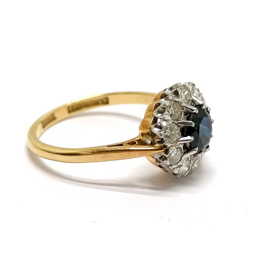 234 - 18ct marked gold & platinum sapphire & diamond cluster ring by A& Co (Asprey?) - size M½ & 3.7g - SO... 