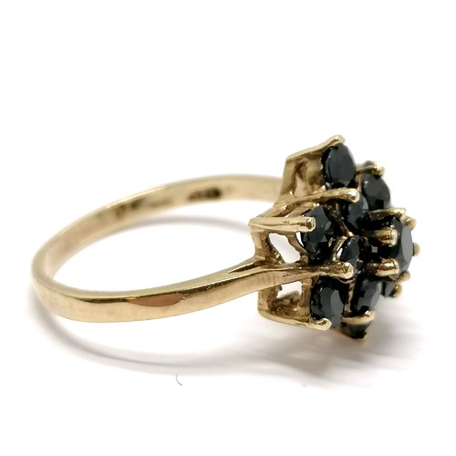 240 - 9ct hallmarked gold sapphire cluster ring - size O & 2.7g total weight - SOLD ON BEHALF OF THE NEW B... 