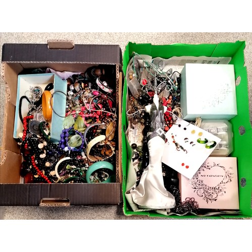 275 - 2 x boxes of costume jewellery inc figural jewellery stand (40cm high) etc - SOLD ON BEHALF OF THE N... 