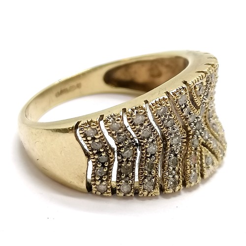 302 - 9ct hallmarked gold multi diamond set ring - size P½ & 4g total weight